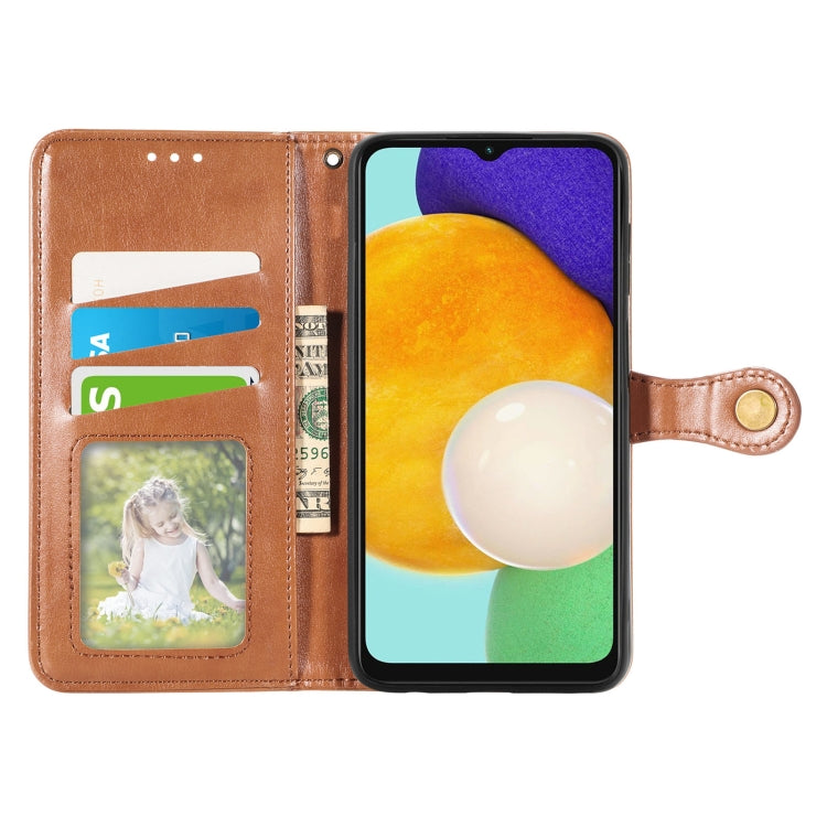 For Samsung Galaxy A13 5G Solid Color Leather Buckle Phone Case