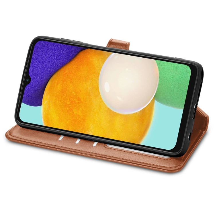 For Samsung Galaxy A13 5G Solid Color Leather Buckle Phone Case