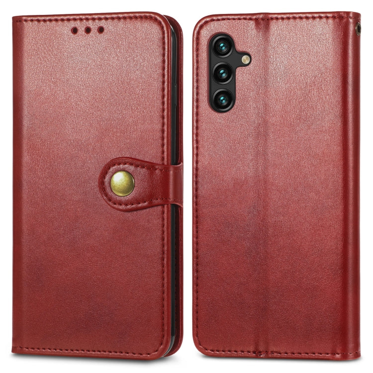 For Samsung Galaxy A13 5G Solid Color Leather Buckle Phone Case