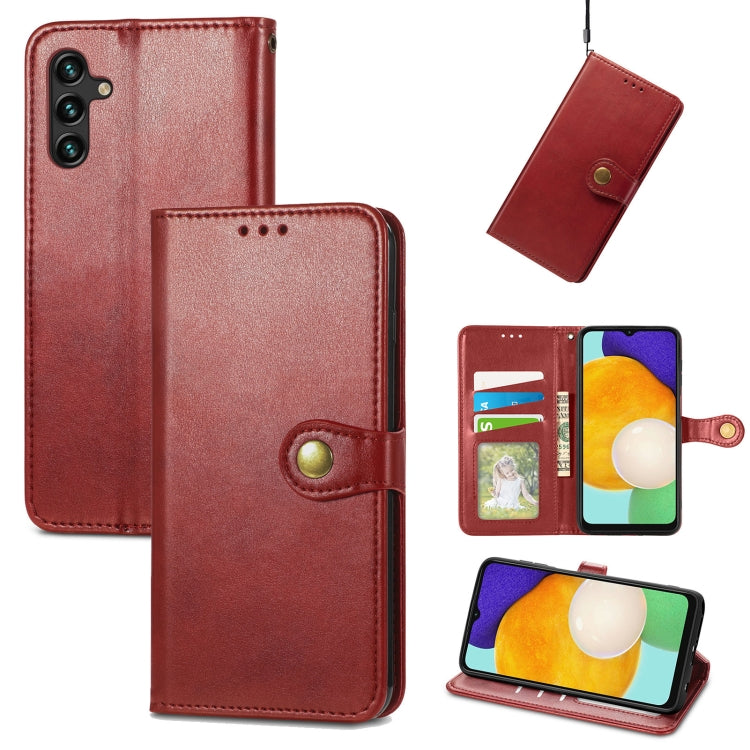 For Samsung Galaxy A13 5G Solid Color Leather Buckle Phone Case