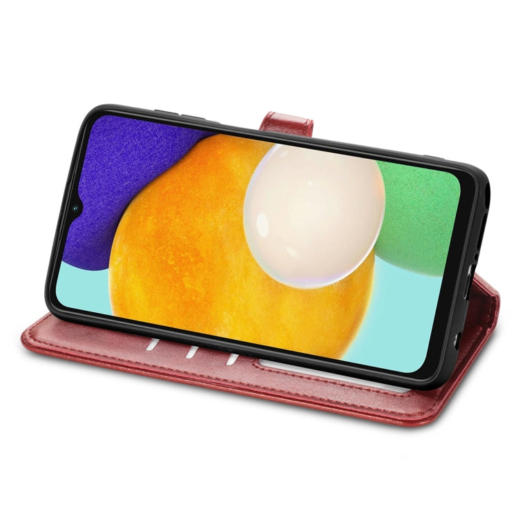 For Samsung Galaxy A13 5G Solid Color Leather Buckle Phone Case