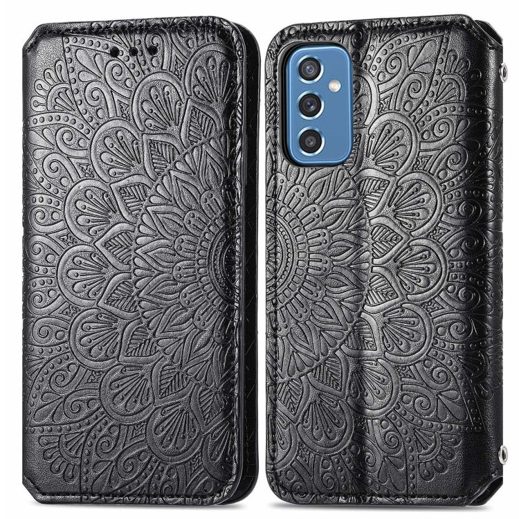 For Samsung Galaxy M52 5G Blooming Mandala Embossed Magnetic Horizontal Flip Leather Case with Holder & Card Slots & Wallet