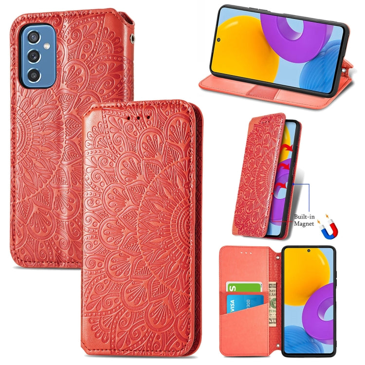For Samsung Galaxy M52 5G Blooming Mandala Embossed Magnetic Horizontal Flip Leather Case with Holder & Card Slots & Wallet