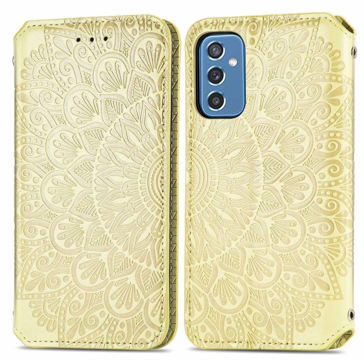 For Samsung Galaxy M52 5G Blooming Mandala Embossed Magnetic Horizontal Flip Leather Case with Holder & Card Slots & Wallet
