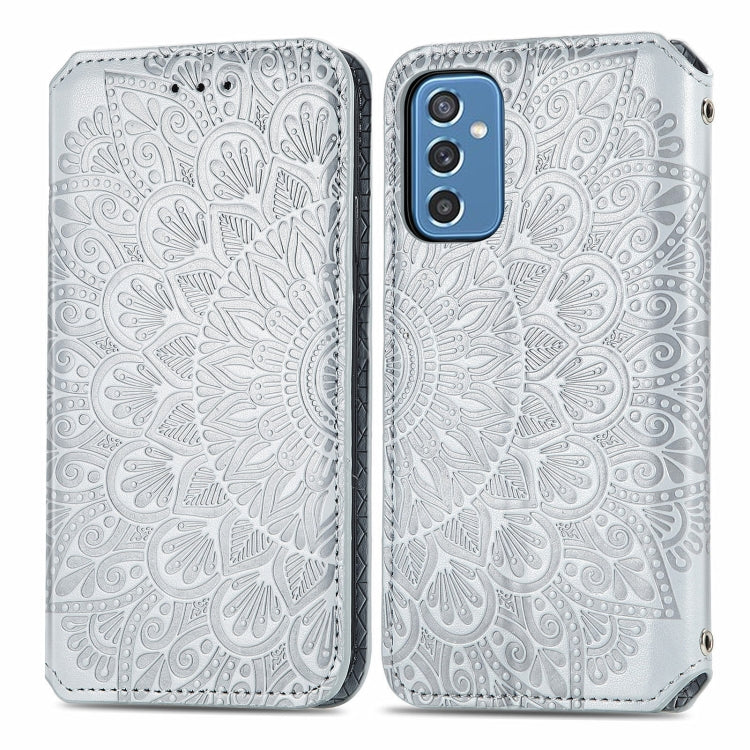 For Samsung Galaxy M52 5G Blooming Mandala Embossed Magnetic Horizontal Flip Leather Case with Holder & Card Slots & Wallet
