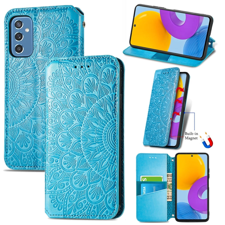 For Samsung Galaxy M52 5G Blooming Mandala Embossed Magnetic Horizontal Flip Leather Case with Holder & Card Slots & Wallet
