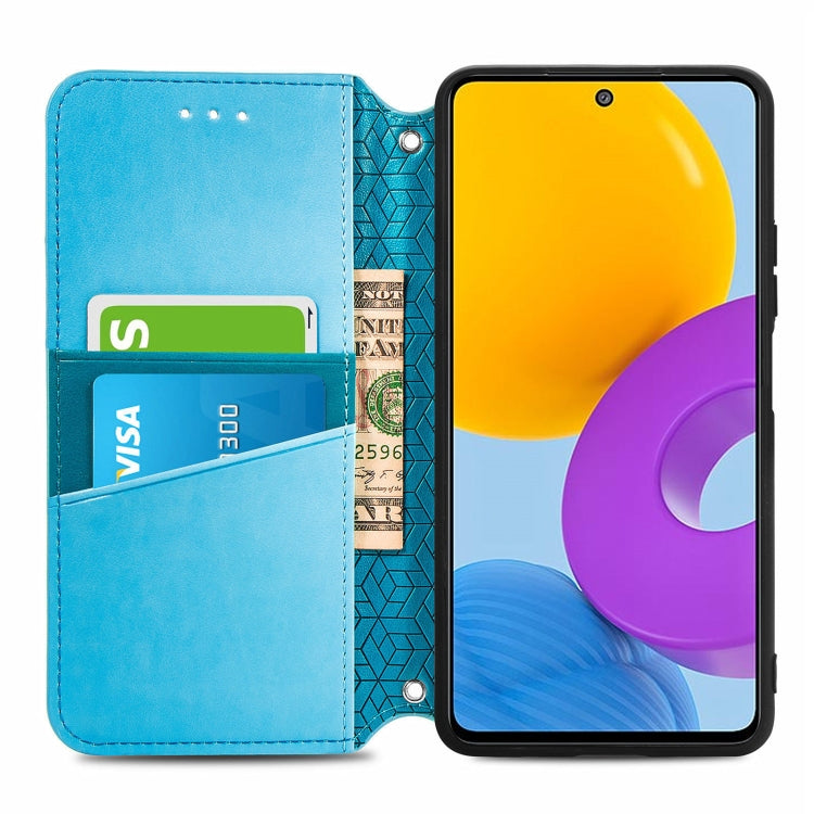 For Samsung Galaxy M52 5G Blooming Mandala Embossed Magnetic Horizontal Flip Leather Case with Holder & Card Slots & Wallet