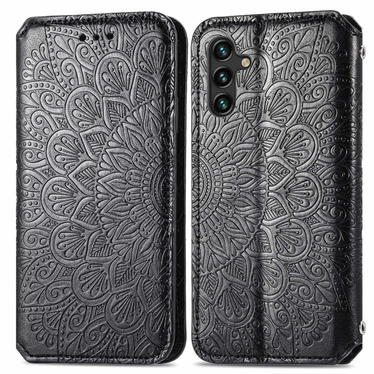 For Samsung Galaxly A13 5G Blooming Mandala Embossed Magnetic Horizontal Flip Leather Case with Holder & Card Slots & Wallet