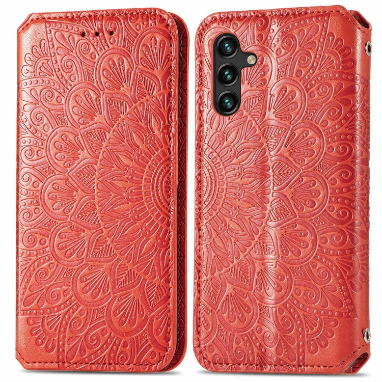 For Samsung Galaxly A13 5G Blooming Mandala Embossed Magnetic Horizontal Flip Leather Case with Holder & Card Slots & Wallet