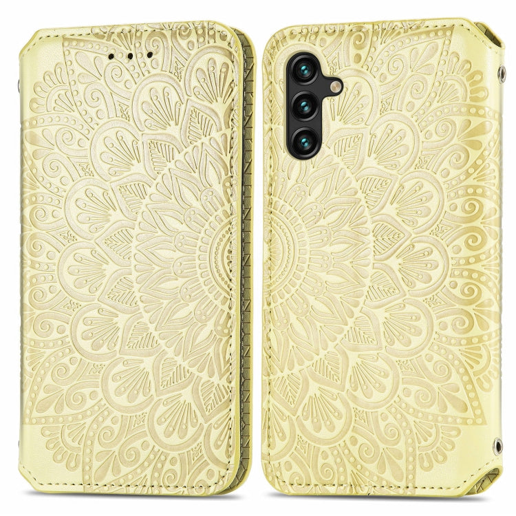 For Samsung Galaxly A13 5G Blooming Mandala Embossed Magnetic Horizontal Flip Leather Case with Holder & Card Slots & Wallet
