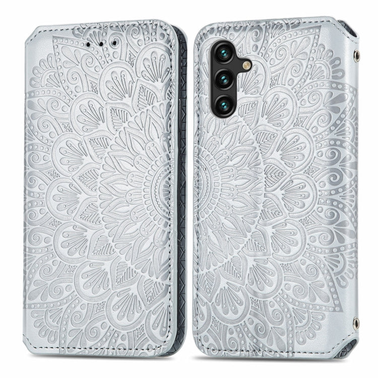 For Samsung Galaxly A13 5G Blooming Mandala Embossed Magnetic Horizontal Flip Leather Case with Holder & Card Slots & Wallet