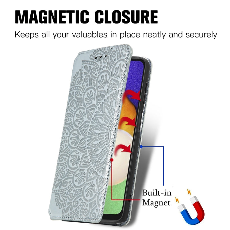 For Samsung Galaxly A13 5G Blooming Mandala Embossed Magnetic Horizontal Flip Leather Case with Holder & Card Slots & Wallet