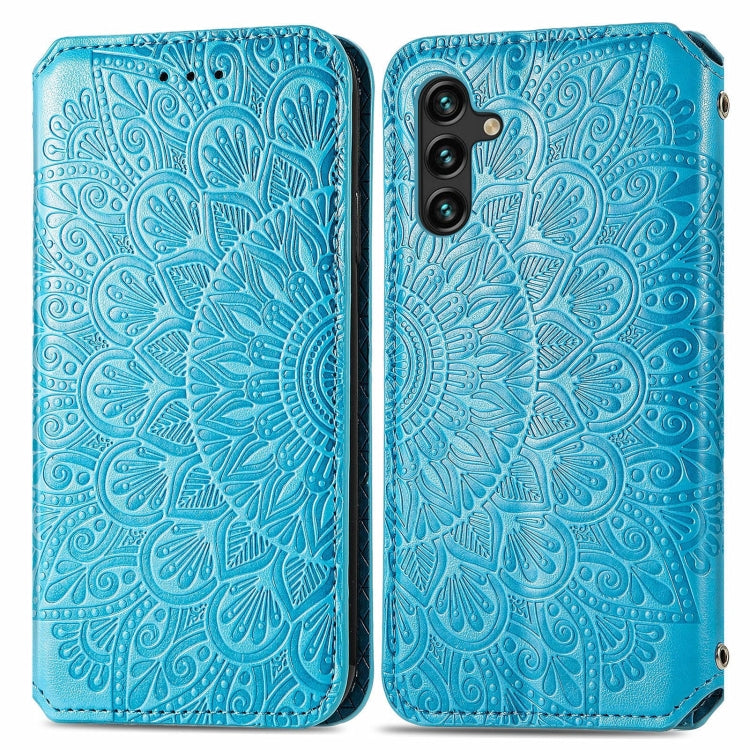 For Samsung Galaxly A13 5G Blooming Mandala Embossed Magnetic Horizontal Flip Leather Case with Holder & Card Slots & Wallet