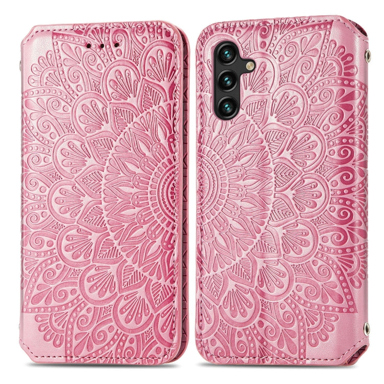 For Samsung Galaxly A13 5G Blooming Mandala Embossed Magnetic Horizontal Flip Leather Case with Holder & Card Slots & Wallet
