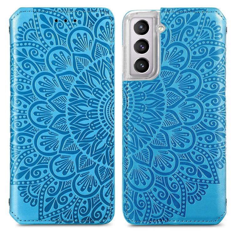 For Samsung Galaxy S22 5G Blooming Mandala Embossed Magnetic Horizontal Flip Leather Case with Holder & Card Slots & Wallet