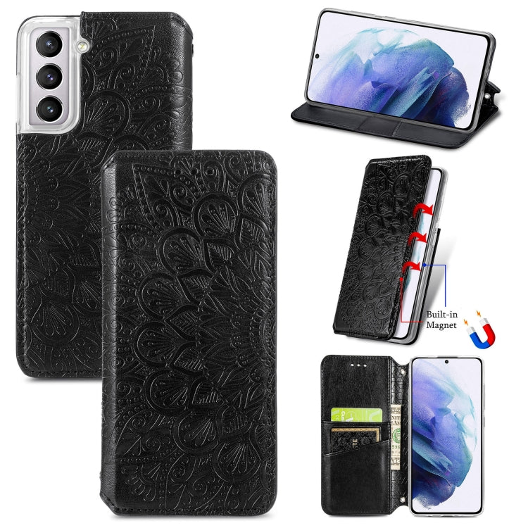 For Samsung Galaxy S22+ 5G Blooming Mandala Embossed Magnetic Horizontal Flip Leather Case with Holder & Card Slots & Wallet