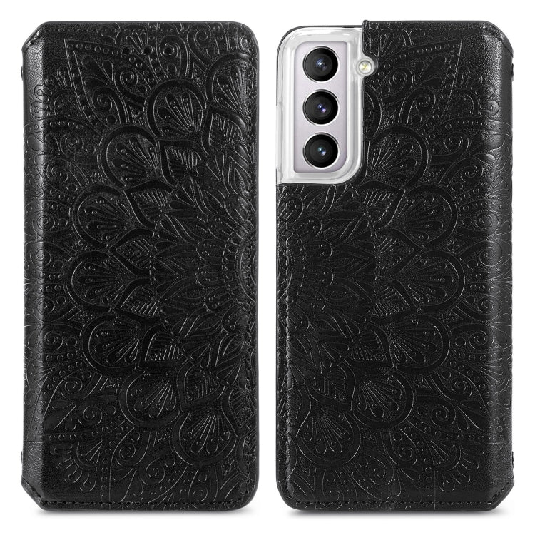 For Samsung Galaxy S22+ 5G Blooming Mandala Embossed Magnetic Horizontal Flip Leather Case with Holder & Card Slots & Wallet