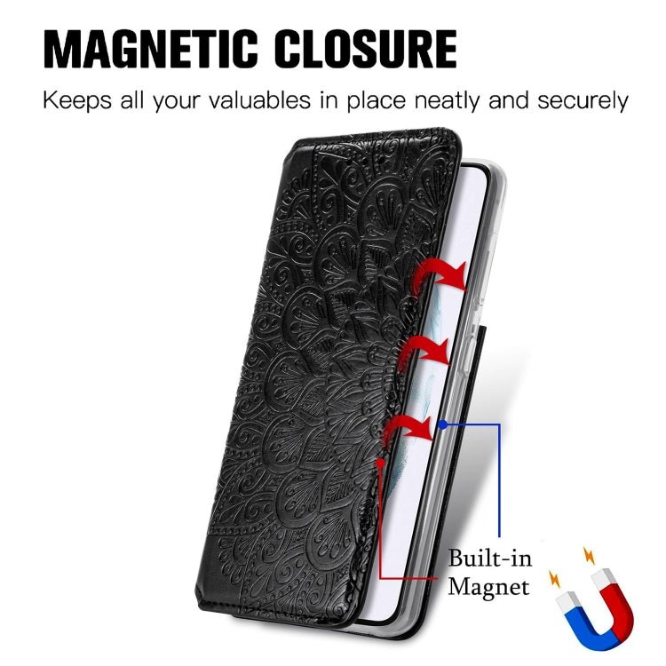 For Samsung Galaxy S22+ 5G Blooming Mandala Embossed Magnetic Horizontal Flip Leather Case with Holder & Card Slots & Wallet