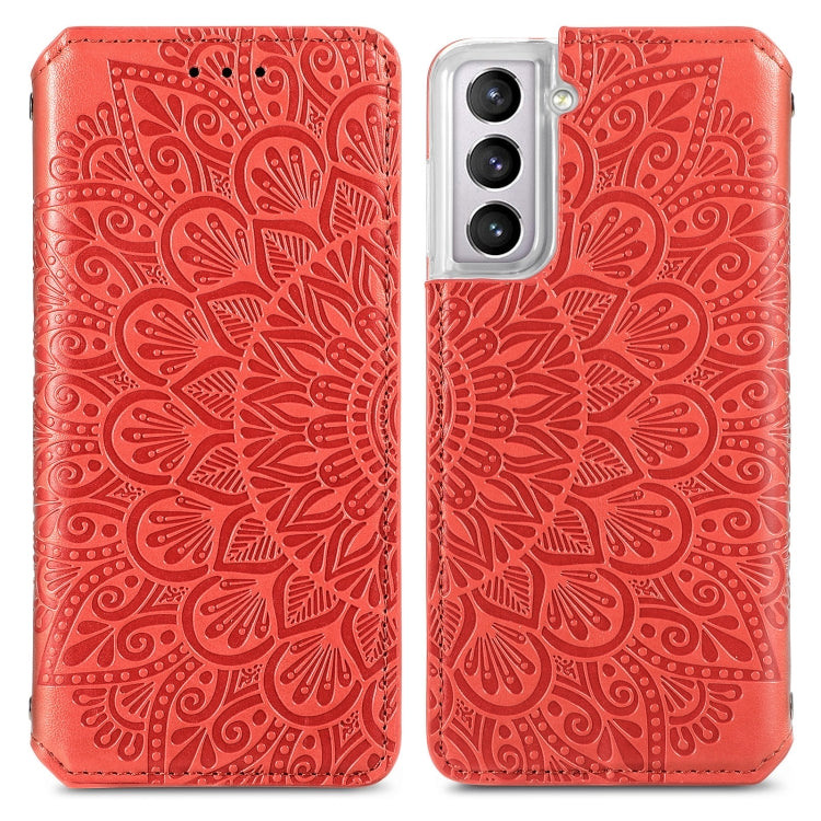 For Samsung Galaxy S22+ 5G Blooming Mandala Embossed Magnetic Horizontal Flip Leather Case with Holder & Card Slots & Wallet