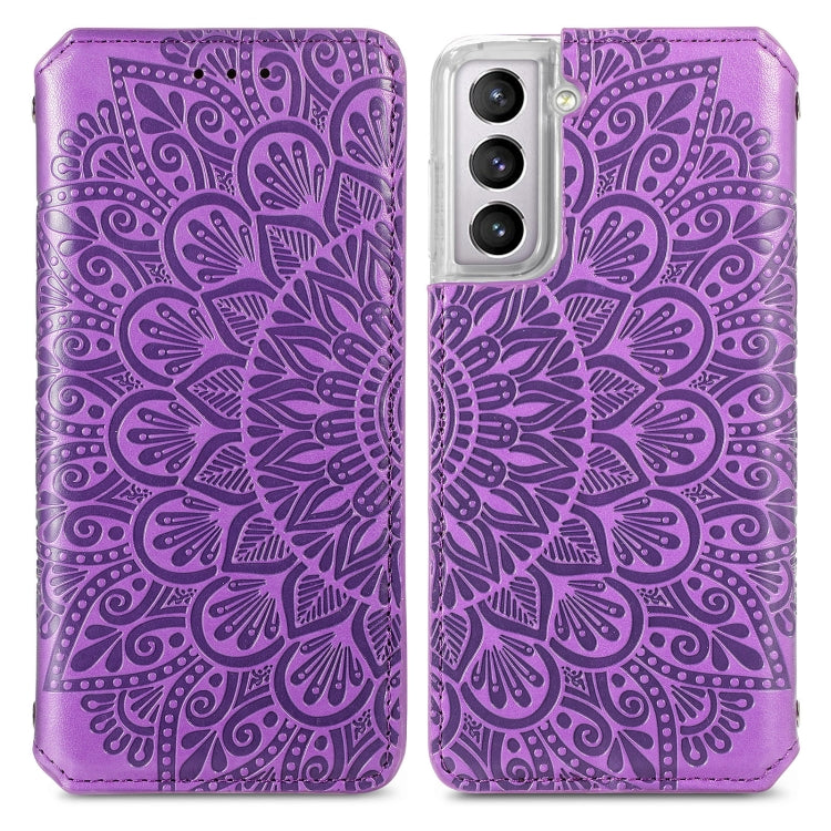 For Samsung Galaxy S22+ 5G Blooming Mandala Embossed Magnetic Horizontal Flip Leather Case with Holder & Card Slots & Wallet