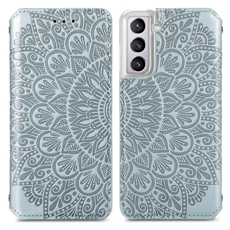 For Samsung Galaxy S22+ 5G Blooming Mandala Embossed Magnetic Horizontal Flip Leather Case with Holder & Card Slots & Wallet