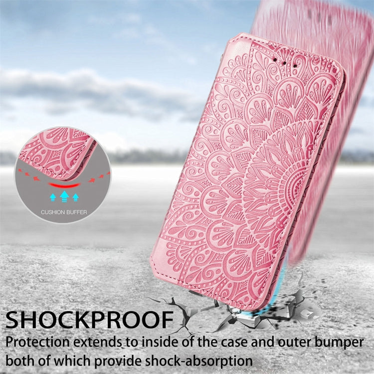 For Samsung Galaxy S22 Ultra 5G Blooming Mandala Embossed Magnetic Horizontal Flip Leather Case with Holder & Card Slots & Wallet