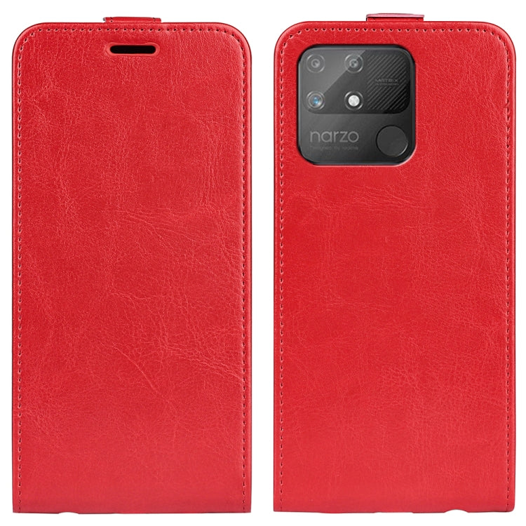 For OPPO Realme Narzo 50A R64 Texture Vertical Flip Leather Case with Card Slots & Photo Frame