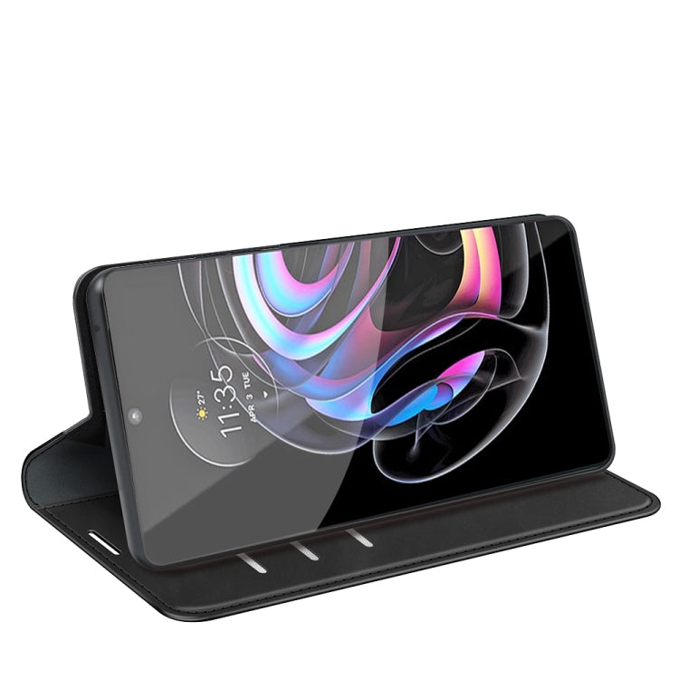 For Motorola Edge 20 lite Retro-skin Business Magnetic Suction Phone Leather Case with Holder & Card Slots & Wallet