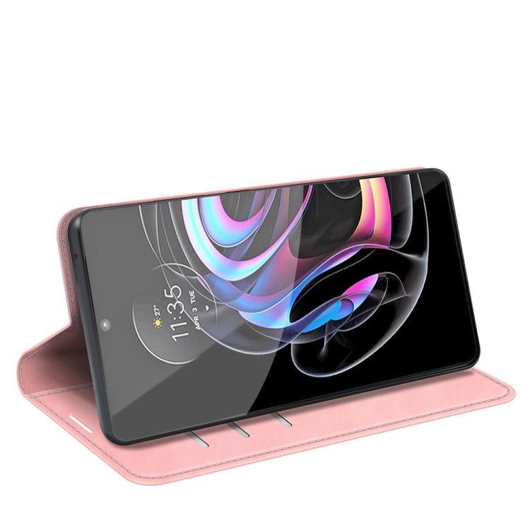 For Motorola Edge 20 lite Retro-skin Business Magnetic Suction Phone Leather Case with Holder & Card Slots & Wallet