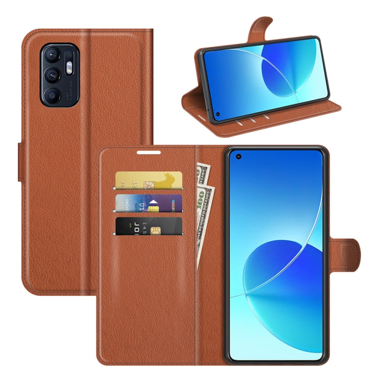 Litchi Texture Leather Phone Case For OPPO Reno6 4G