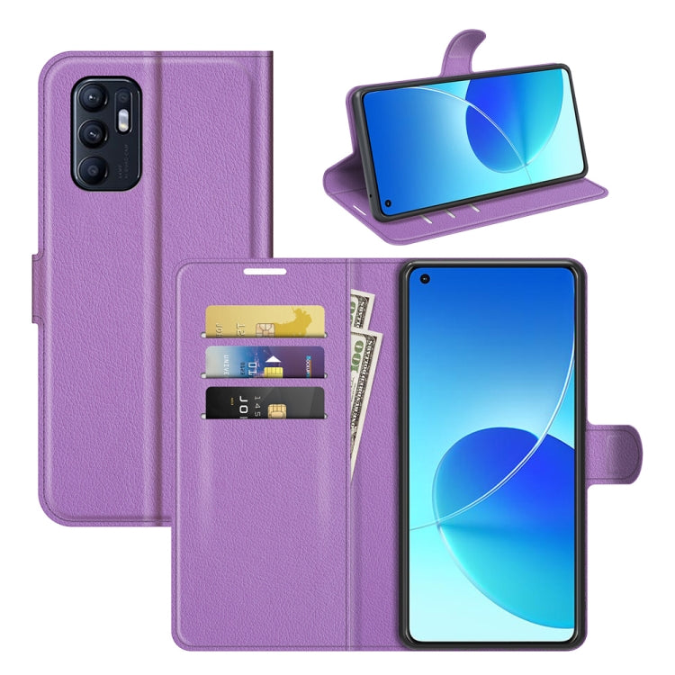 Litchi Texture Leather Phone Case For OPPO Reno6 4G