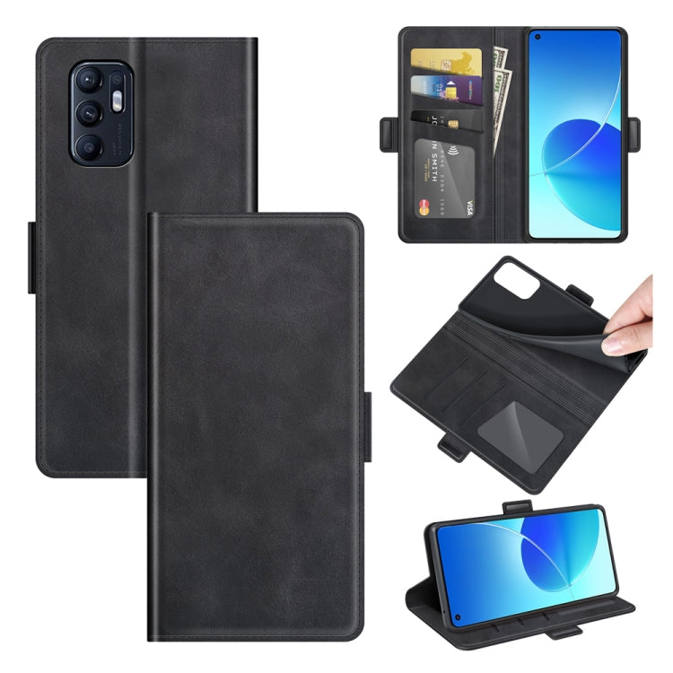 For OPPO Reno6 4G Dual-side Magnetic Buckle Horizontal Flip Leather Case with Holder & Card Slots & Wallet