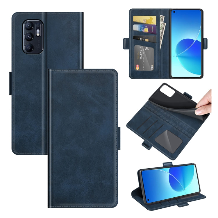 For OPPO Reno6 4G Dual-side Magnetic Buckle Horizontal Flip Leather Case with Holder & Card Slots & Wallet