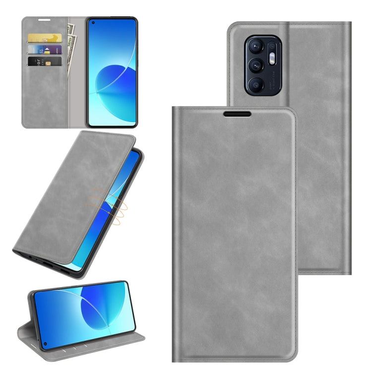 Retro-skin Magnetic Suction Leather Phone Case For OPPO Reno6 4G