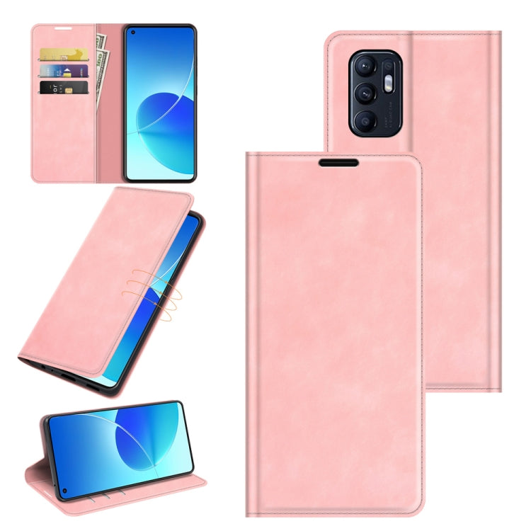 Retro-skin Magnetic Suction Leather Phone Case For OPPO Reno6 4G