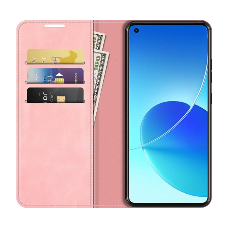 Retro-skin Magnetic Suction Leather Phone Case For OPPO Reno6 4G