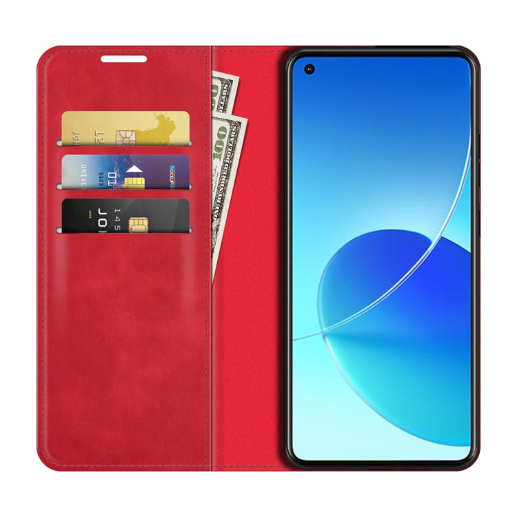 Retro-skin Magnetic Suction Leather Phone Case For OPPO Reno6 4G
