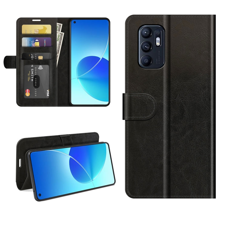 For OPPO Reno6 4G R64 Texture Horizontal Flip Protective Case with Holder & Card Slots & Wallet& Photo Frame