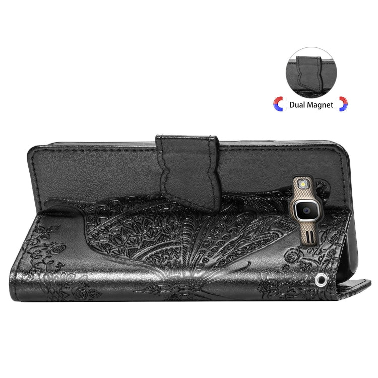 Butterfly Love Flowers Embossing Horizontal Flip Leather Case for Galaxy J2 Prime / G530, with Holder & Card Slots & Wallet & Lanyard