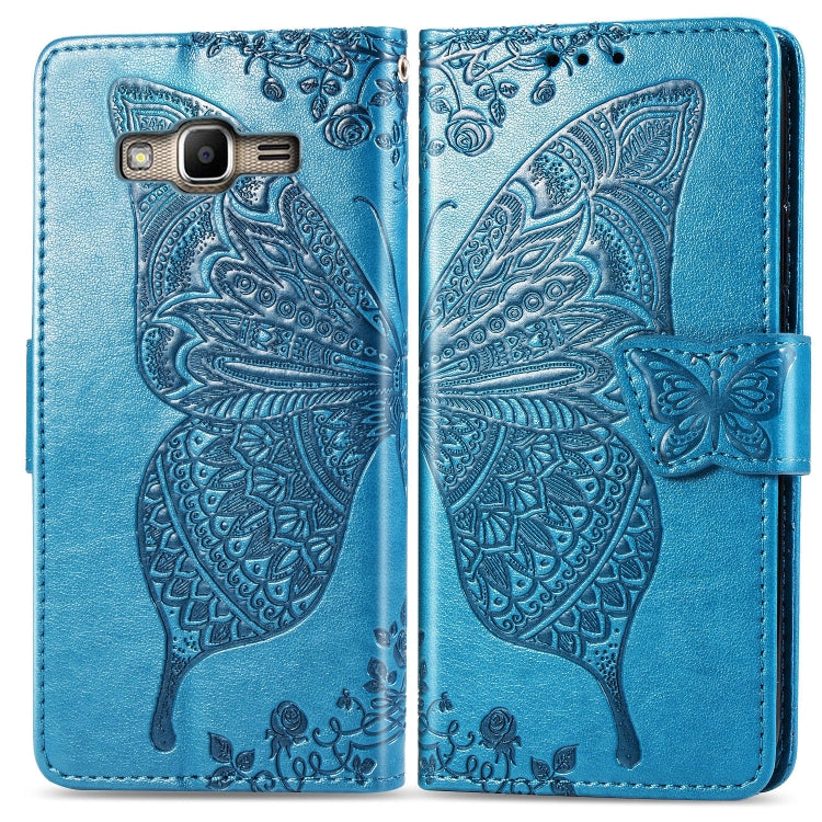 Butterfly Love Flowers Embossing Horizontal Flip Leather Case for Galaxy J2 Prime / G530, with Holder & Card Slots & Wallet & Lanyard