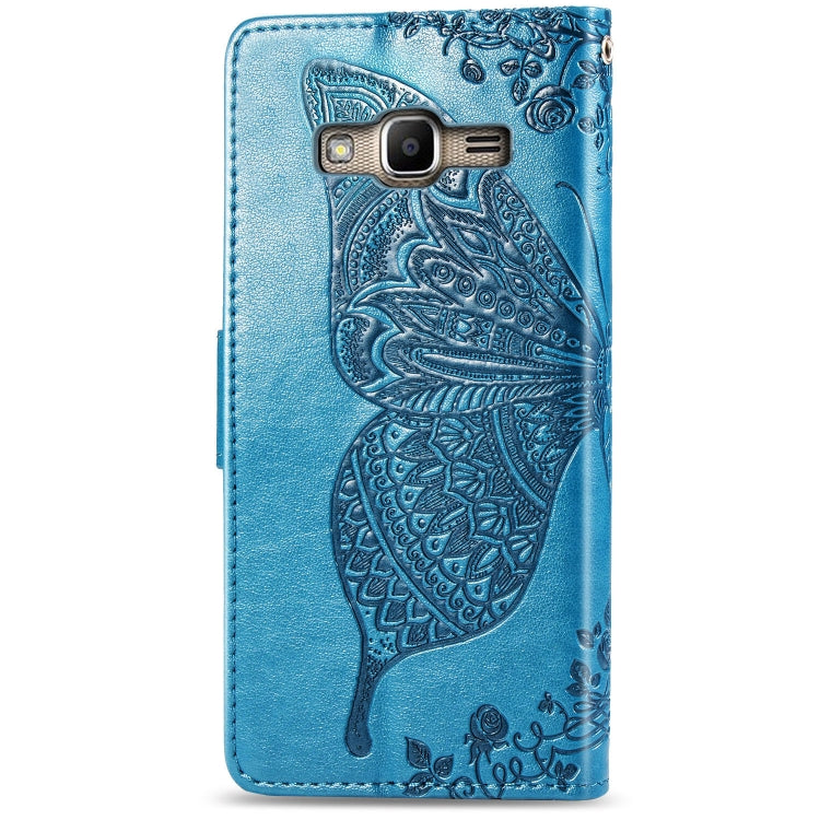 Butterfly Love Flowers Embossing Horizontal Flip Leather Case for Galaxy J2 Prime / G530, with Holder & Card Slots & Wallet & Lanyard