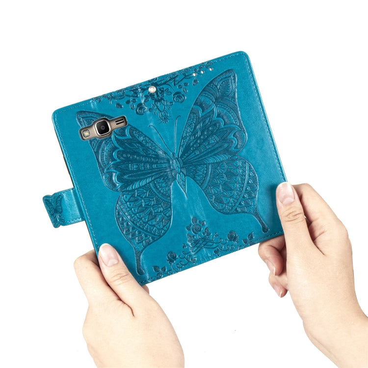Butterfly Love Flowers Embossing Horizontal Flip Leather Case for Galaxy J2 Prime / G530, with Holder & Card Slots & Wallet & Lanyard
