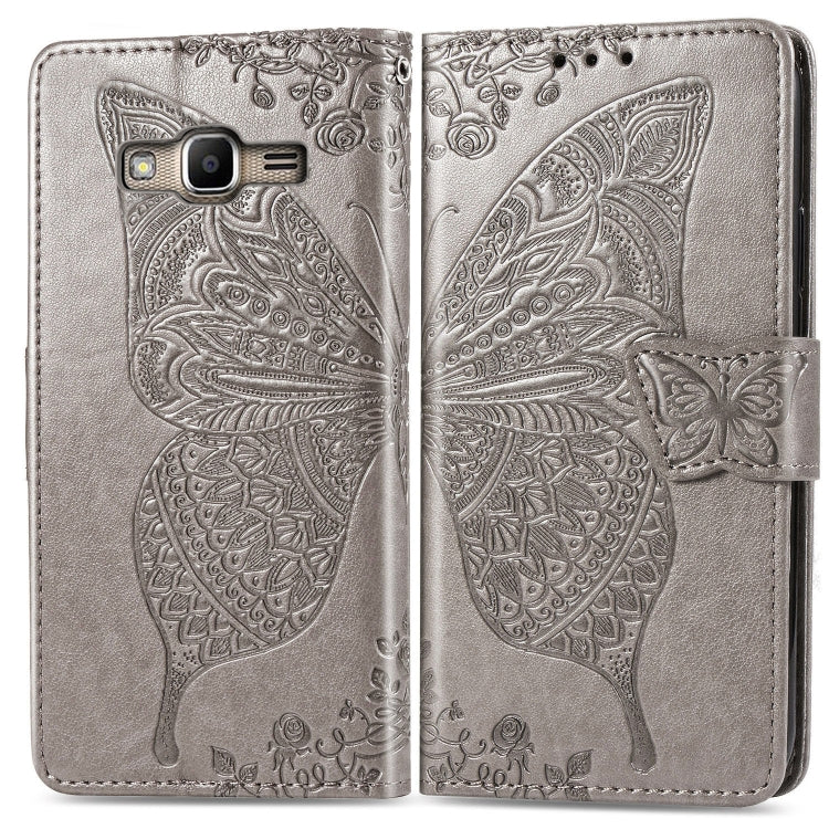 Butterfly Love Flowers Embossing Horizontal Flip Leather Case for Galaxy J2 Prime / G530, with Holder & Card Slots & Wallet & Lanyard