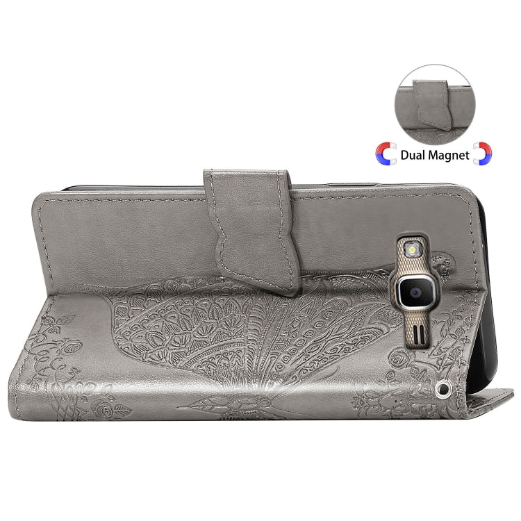 Butterfly Love Flowers Embossing Horizontal Flip Leather Case for Galaxy J2 Prime / G530, with Holder & Card Slots & Wallet & Lanyard