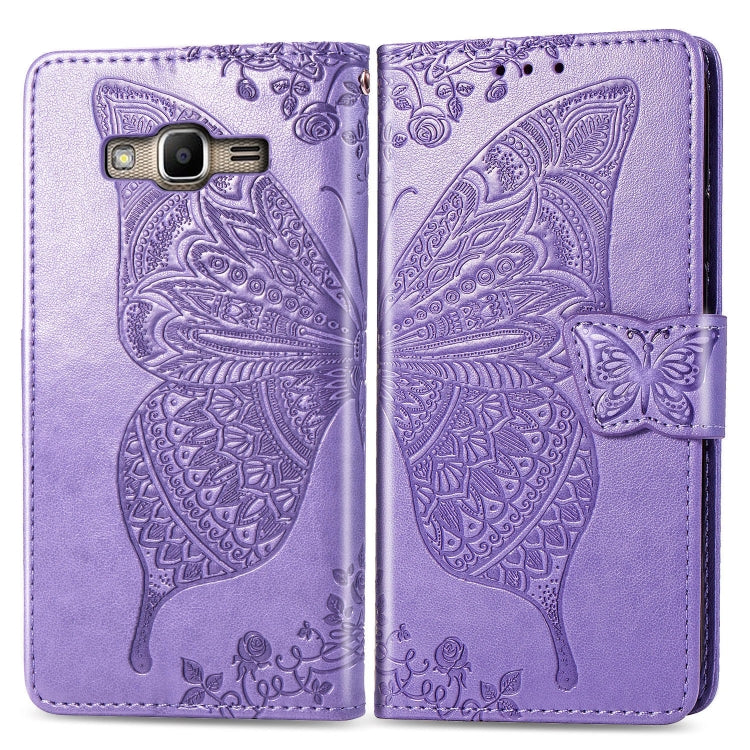 Butterfly Love Flowers Embossing Horizontal Flip Leather Case for Galaxy J2 Prime / G530, with Holder & Card Slots & Wallet & Lanyard