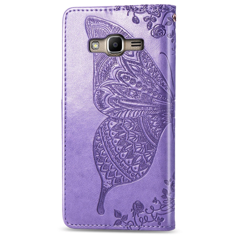 Butterfly Love Flowers Embossing Horizontal Flip Leather Case for Galaxy J2 Prime / G530, with Holder & Card Slots & Wallet & Lanyard