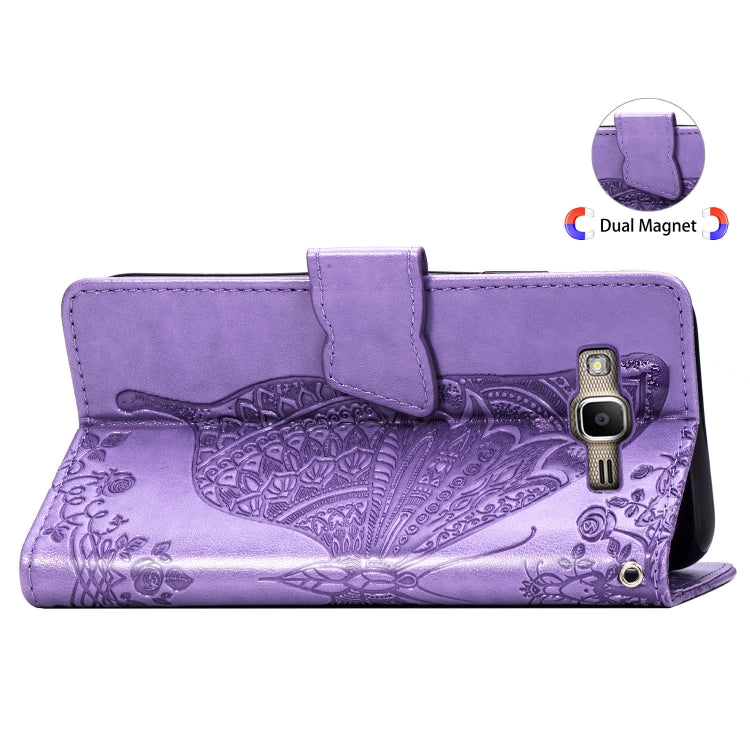 Butterfly Love Flowers Embossing Horizontal Flip Leather Case for Galaxy J2 Prime / G530, with Holder & Card Slots & Wallet & Lanyard