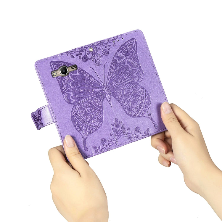 Butterfly Love Flowers Embossing Horizontal Flip Leather Case for Galaxy J2 Prime / G530, with Holder & Card Slots & Wallet & Lanyard