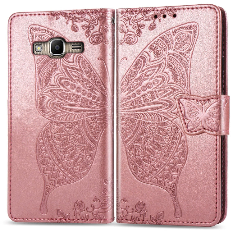 Butterfly Love Flowers Embossing Horizontal Flip Leather Case for Galaxy J2 Prime / G530, with Holder & Card Slots & Wallet & Lanyard