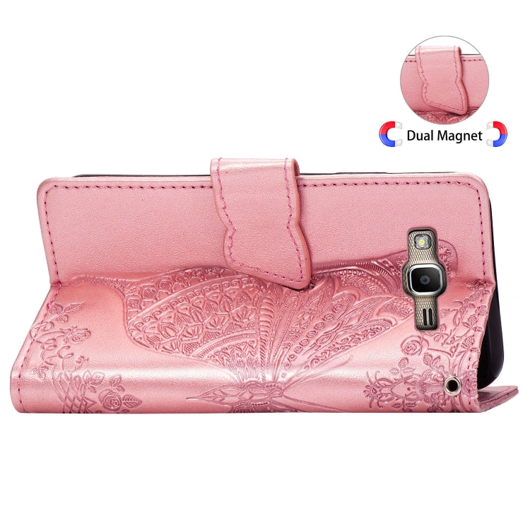 Butterfly Love Flowers Embossing Horizontal Flip Leather Case for Galaxy J2 Prime / G530, with Holder & Card Slots & Wallet & Lanyard